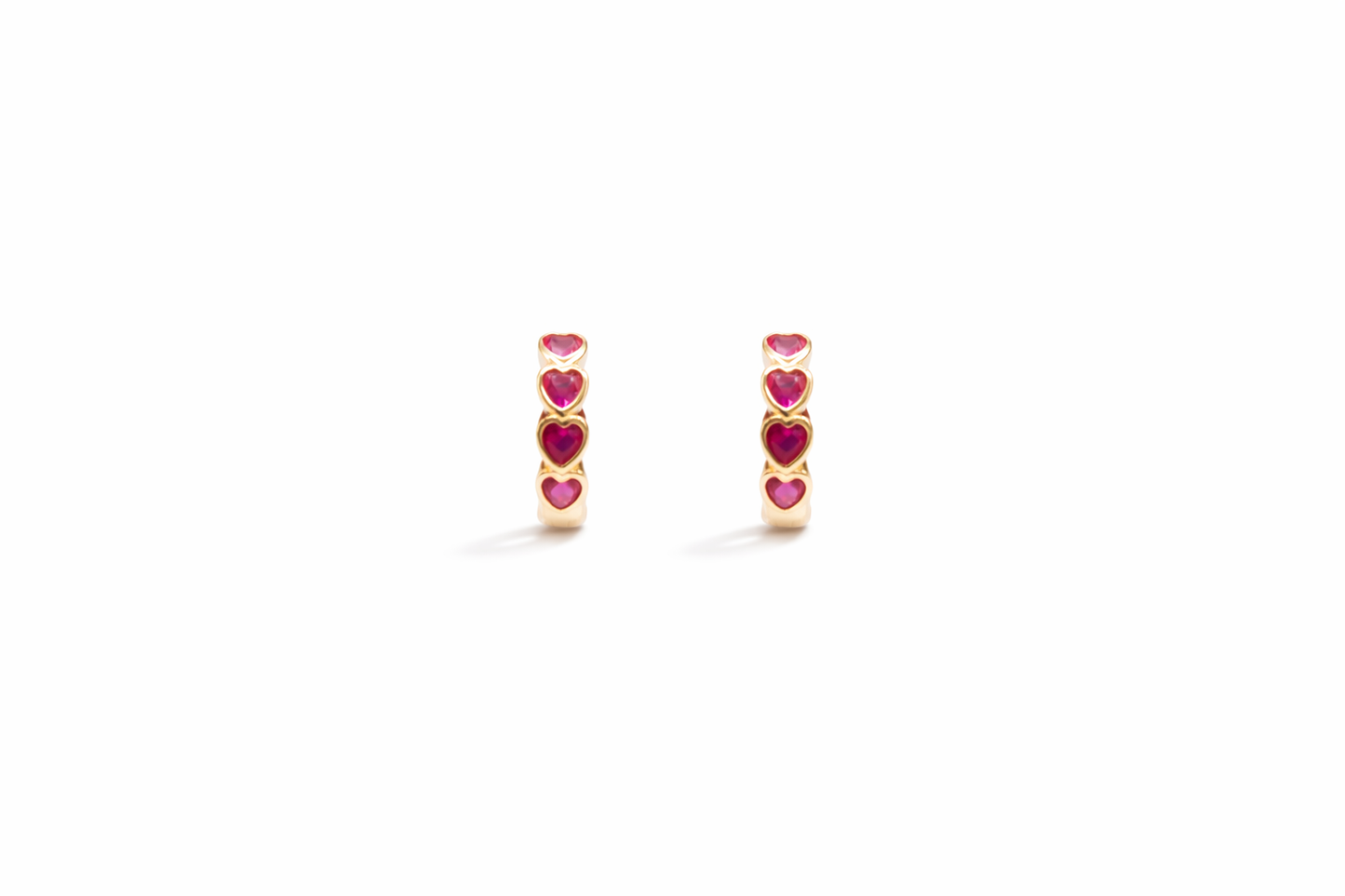 Kids Hot Pink Heart Gold Hoop Earrings