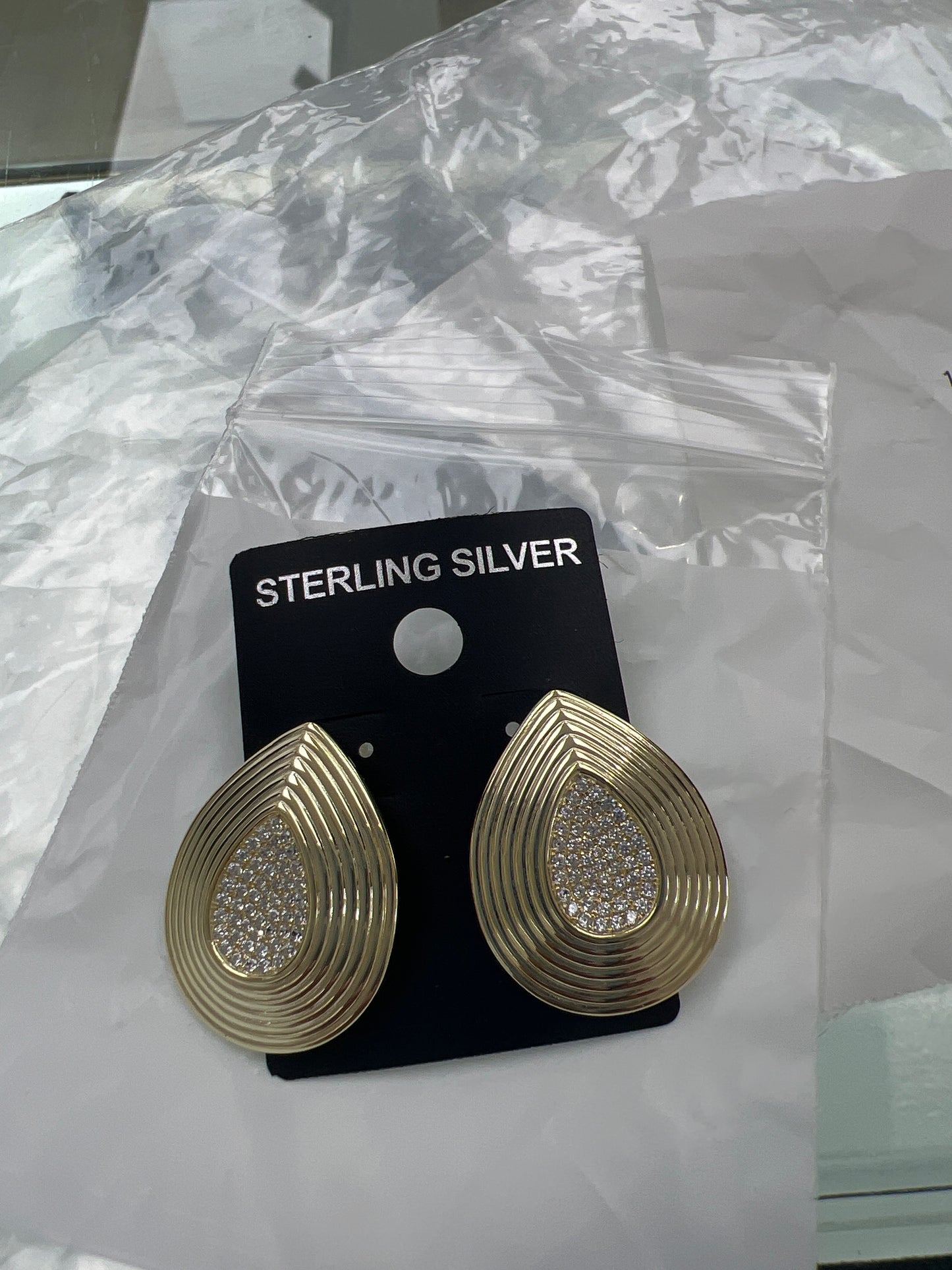 Large Tear-Shaped Diamond Center Earrings