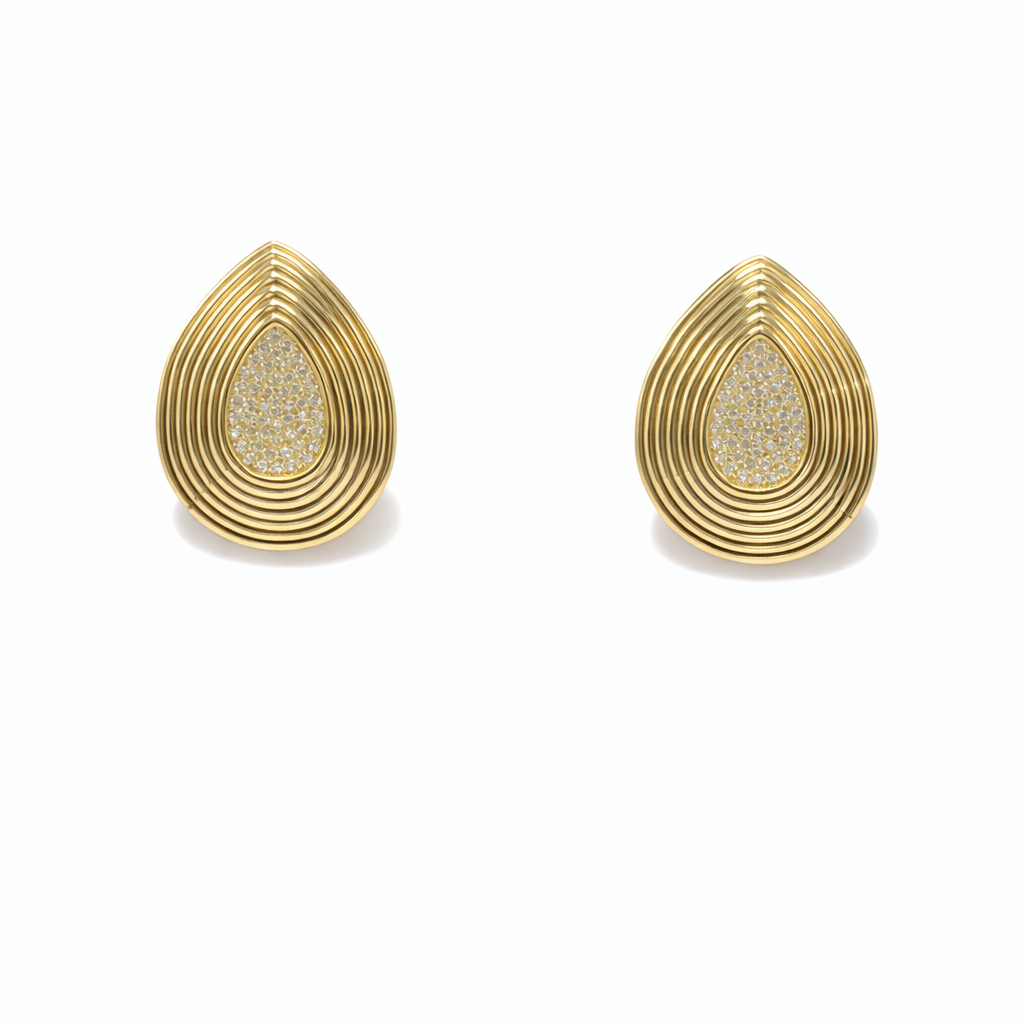 Large Tear-Shaped Diamond Center Earrings