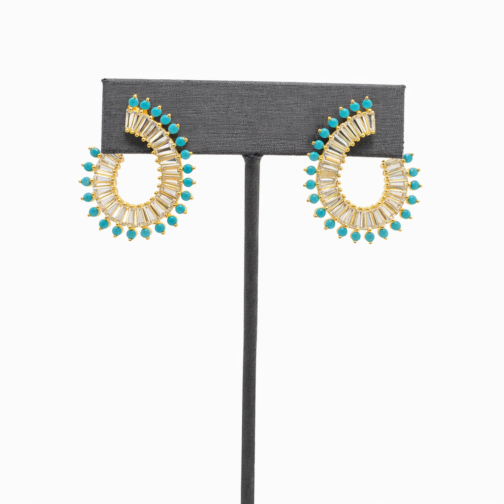 Diamond & Turquoise Open Tear Earrings