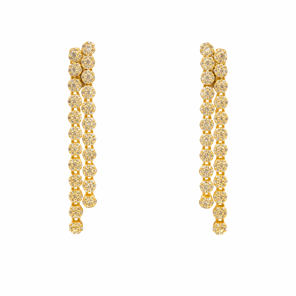 Double-Row Diamond Flower Earrings