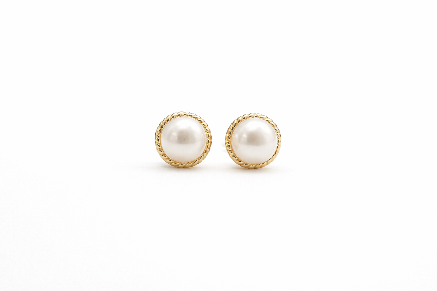 Kids Pearl Earrings with Gold Border
