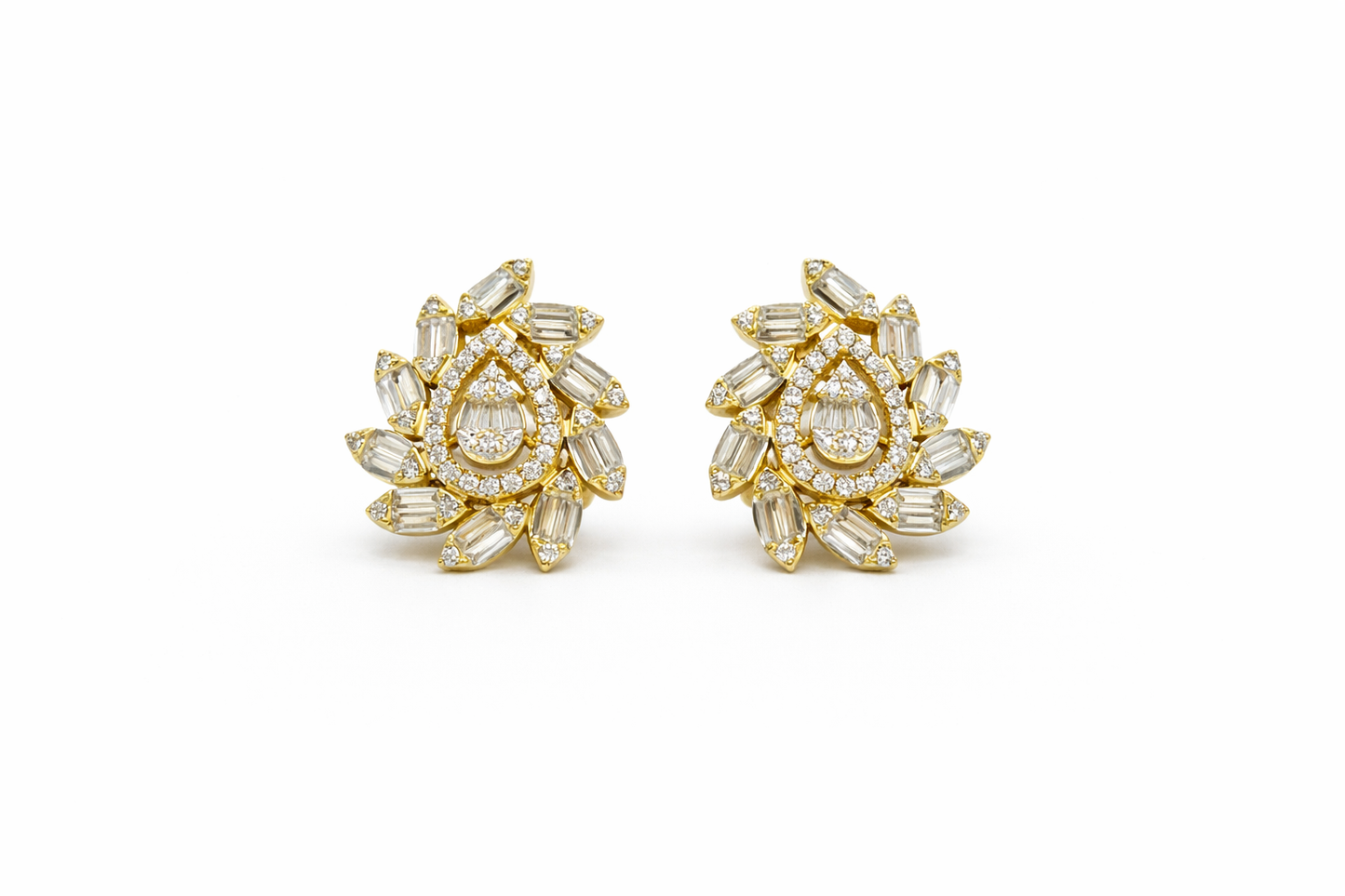 Rectangle Diamond Cluster Earrings