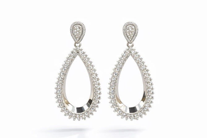 Silver Tear Drop Hanging Earrings