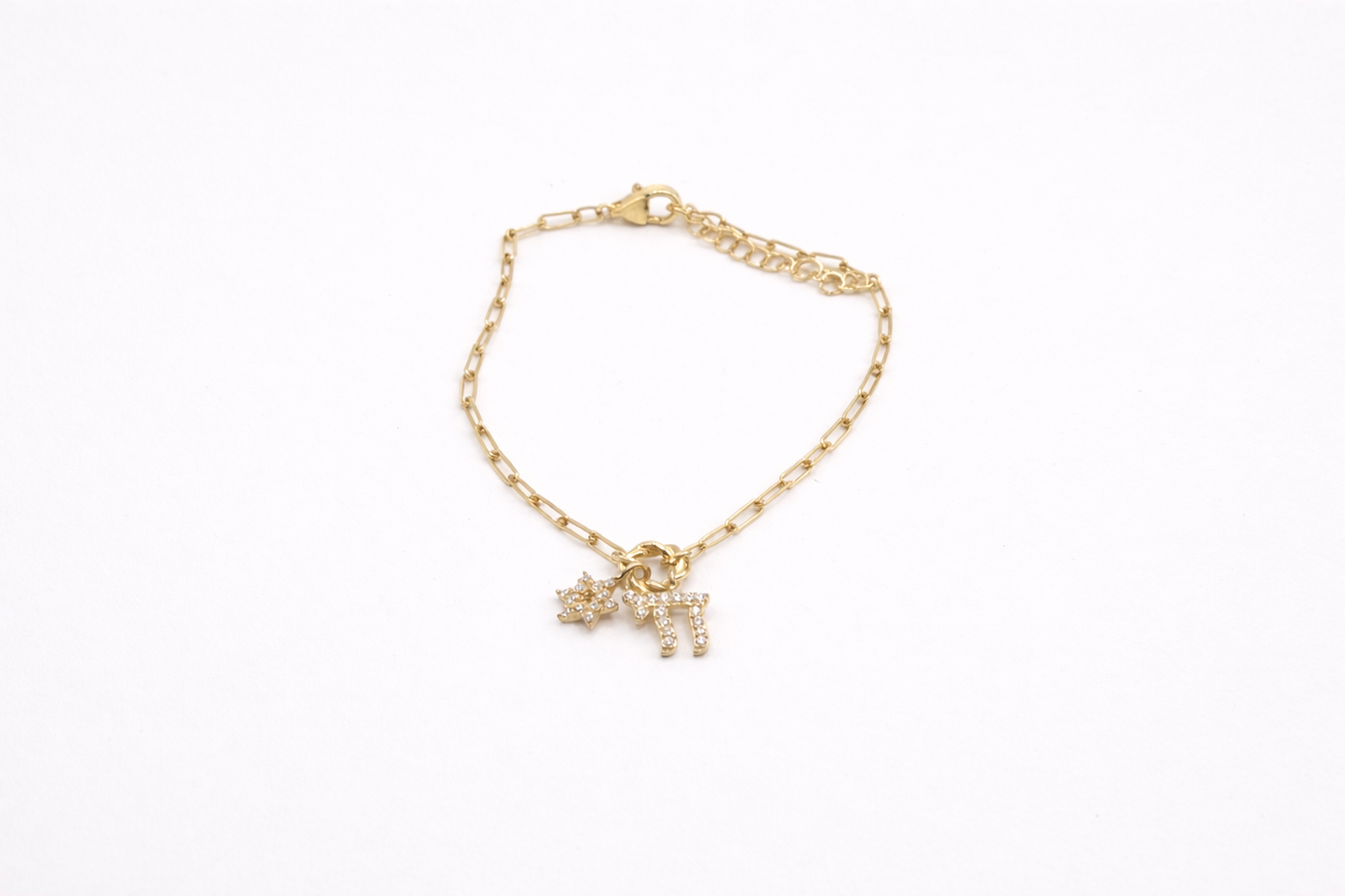Chai and Magen David Link Bracelet