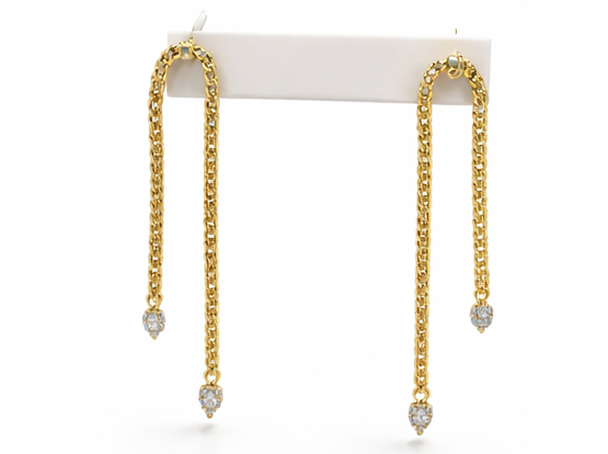 Hanging Double Chain Diamond Earrings