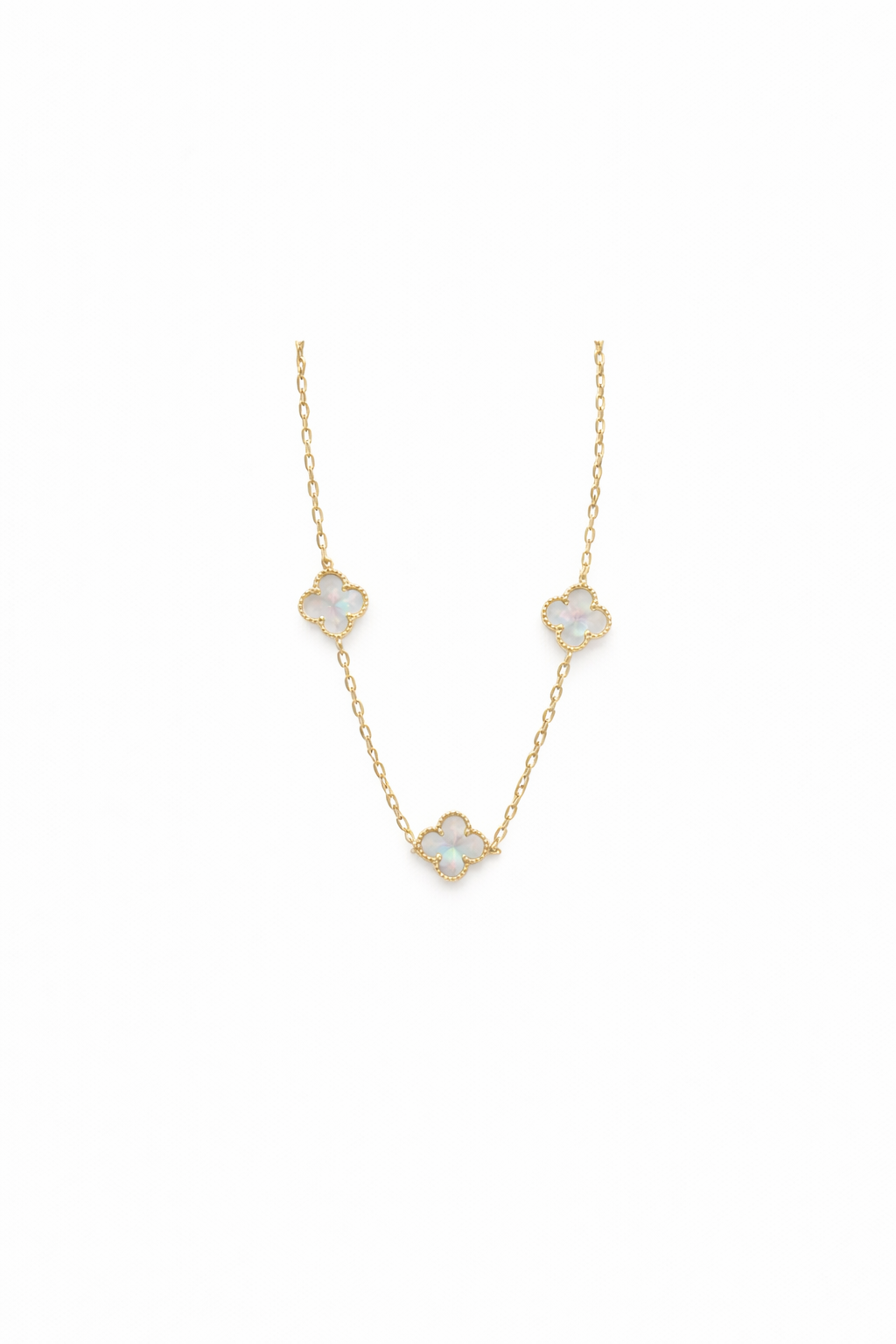 Kids Mother Pearl Clover Necklace