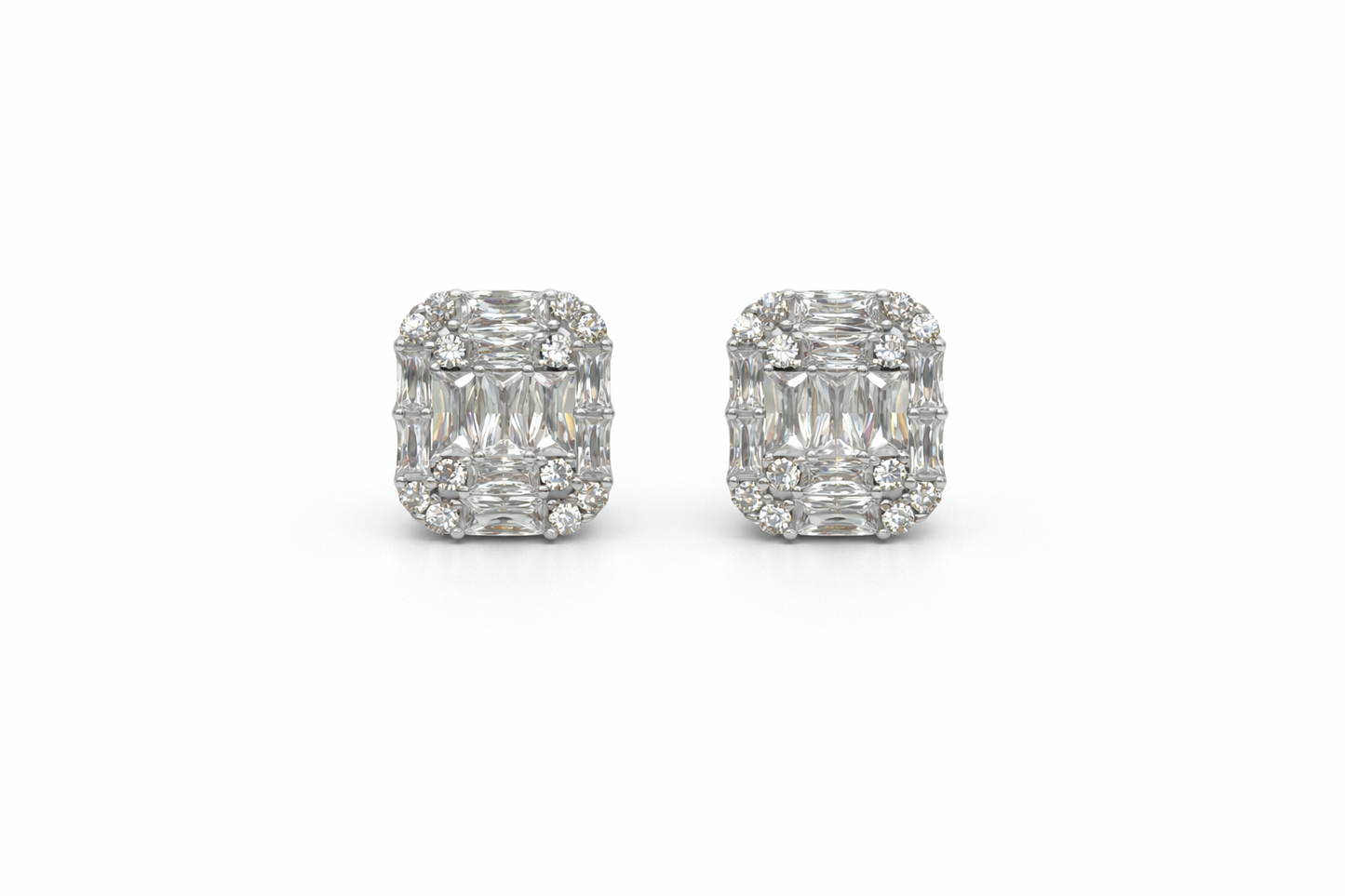 Sparkling Rectangle Diamond Studs