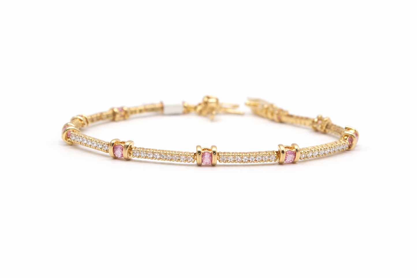 Modern Diamond Tennis Pink stones Bracelet