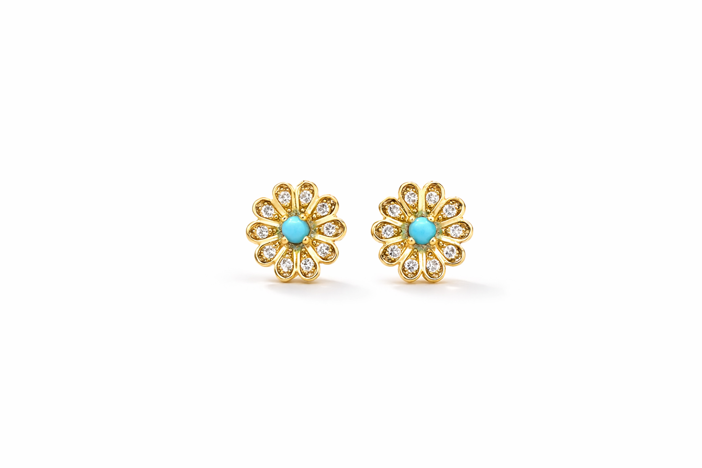 Kids Flower Turquoise Stone Earrings