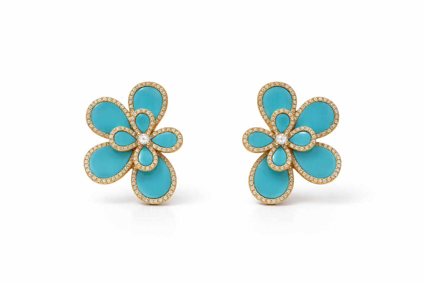 Turquoise Half Flower Earrings