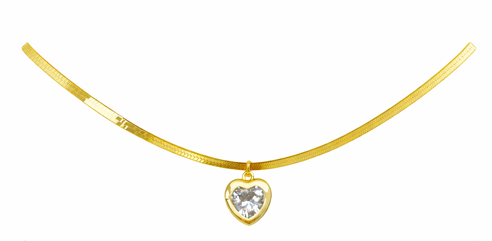Flat Heart Choker Necklace