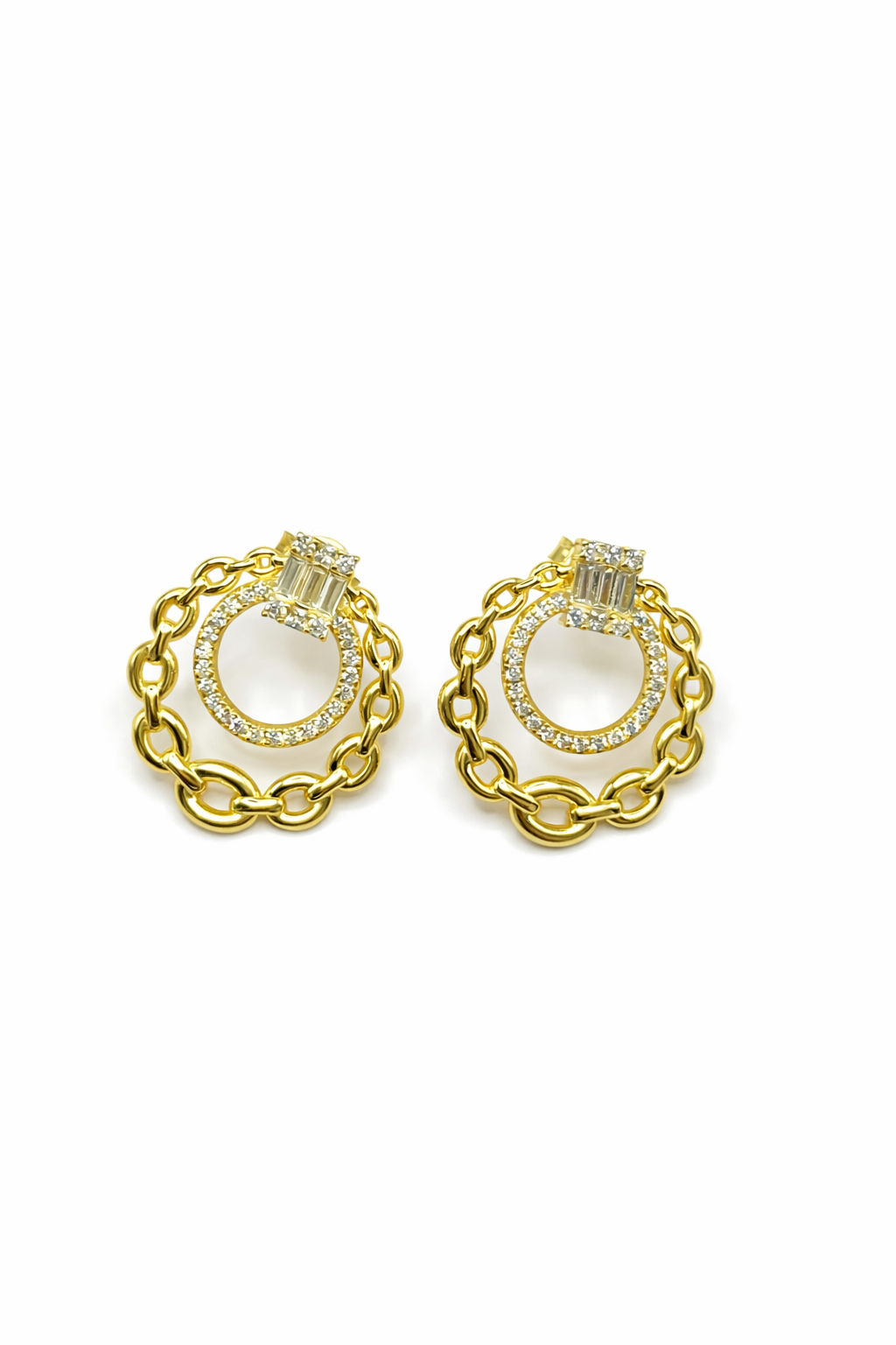 Rectangle Chain Drop Diamond Earrings