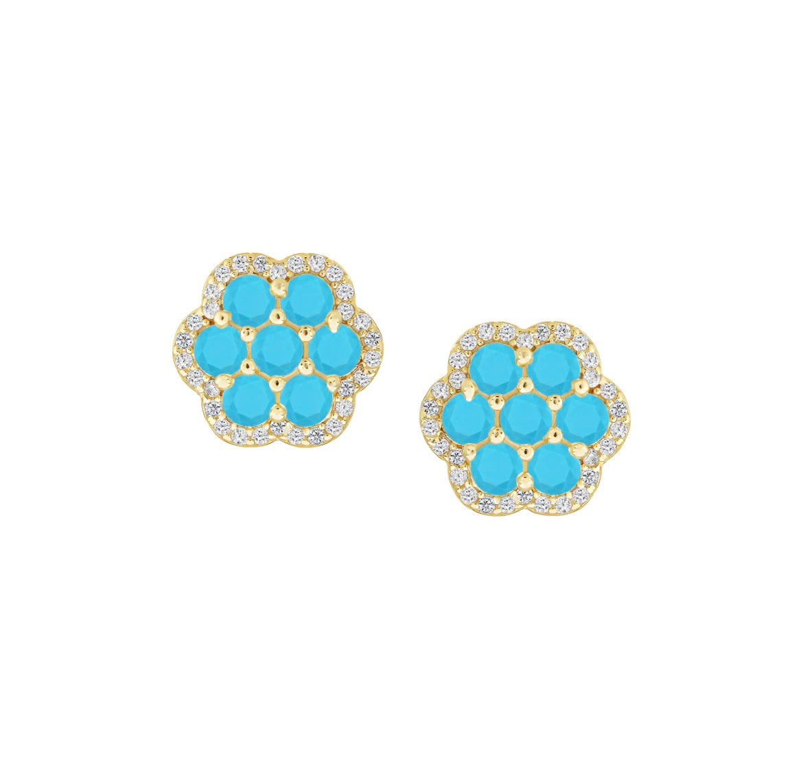 Turquoise Blossom Stud Earrings