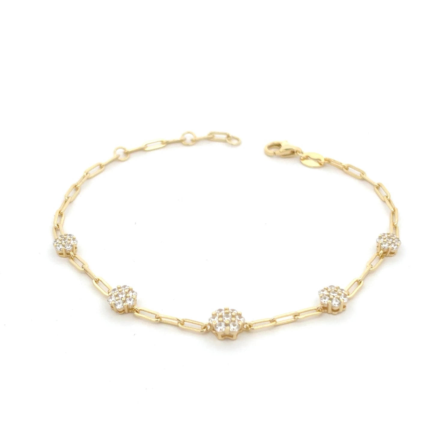 Sparkling Flower Paperclip Bracelet