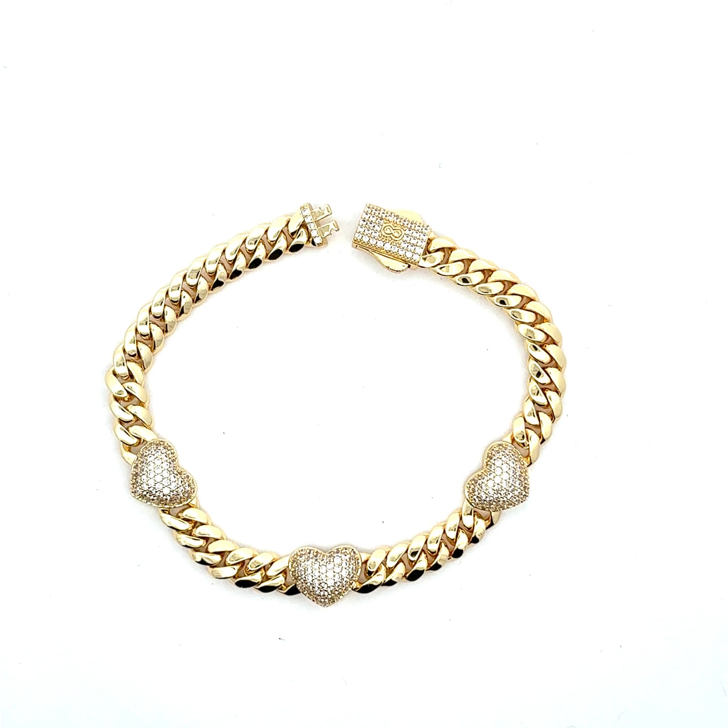 Cuban link pave diamond Hearts