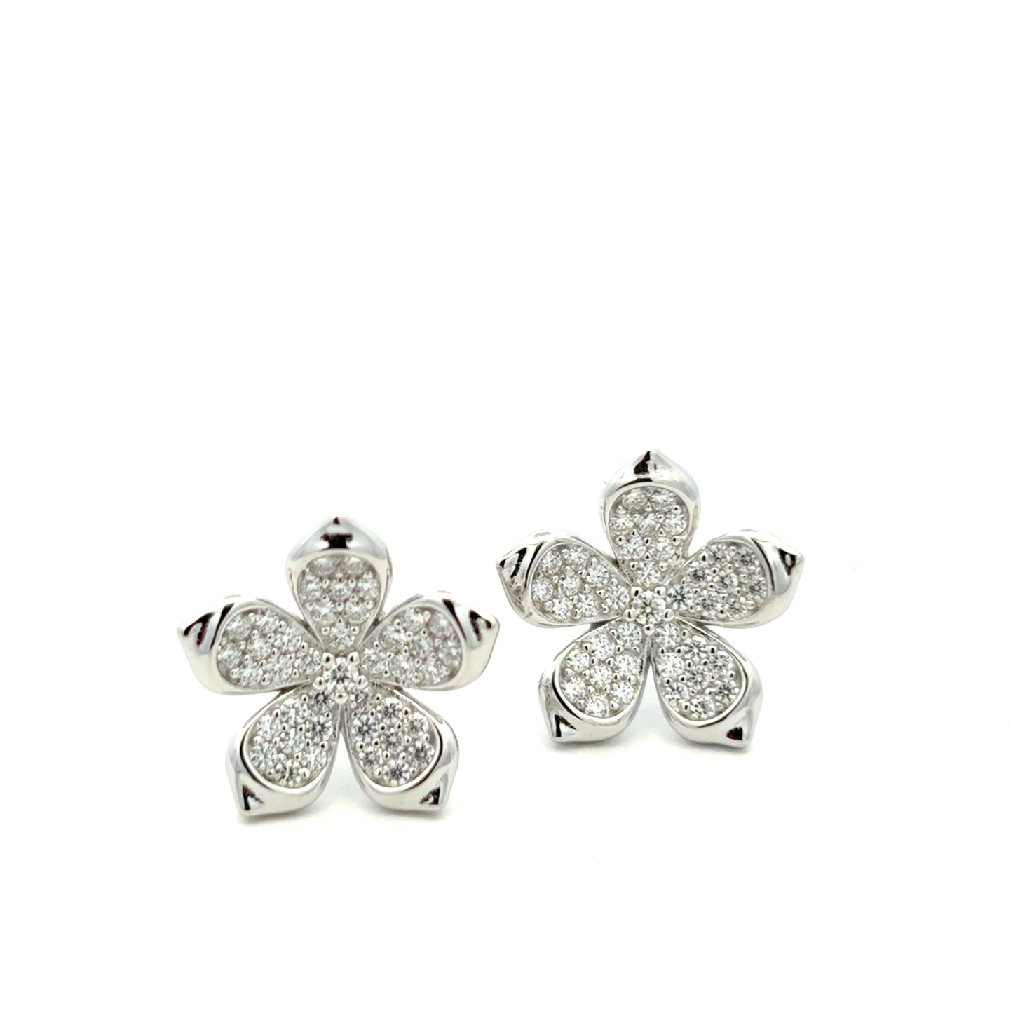Pave Flower Earrings