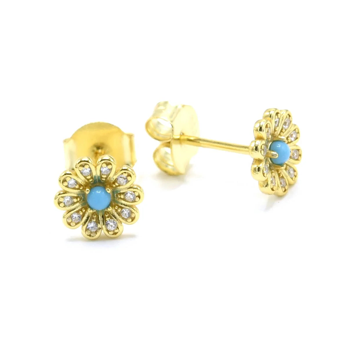 Kids Flower Turquoise Stone Earrings