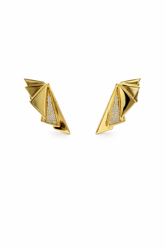 Gold Triangle Stud Earrings