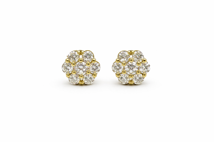 Flower Diamond Screw-Back Earrings