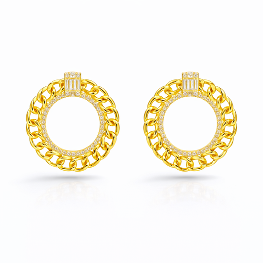 Rectangle Chain Drop Diamond Earrings