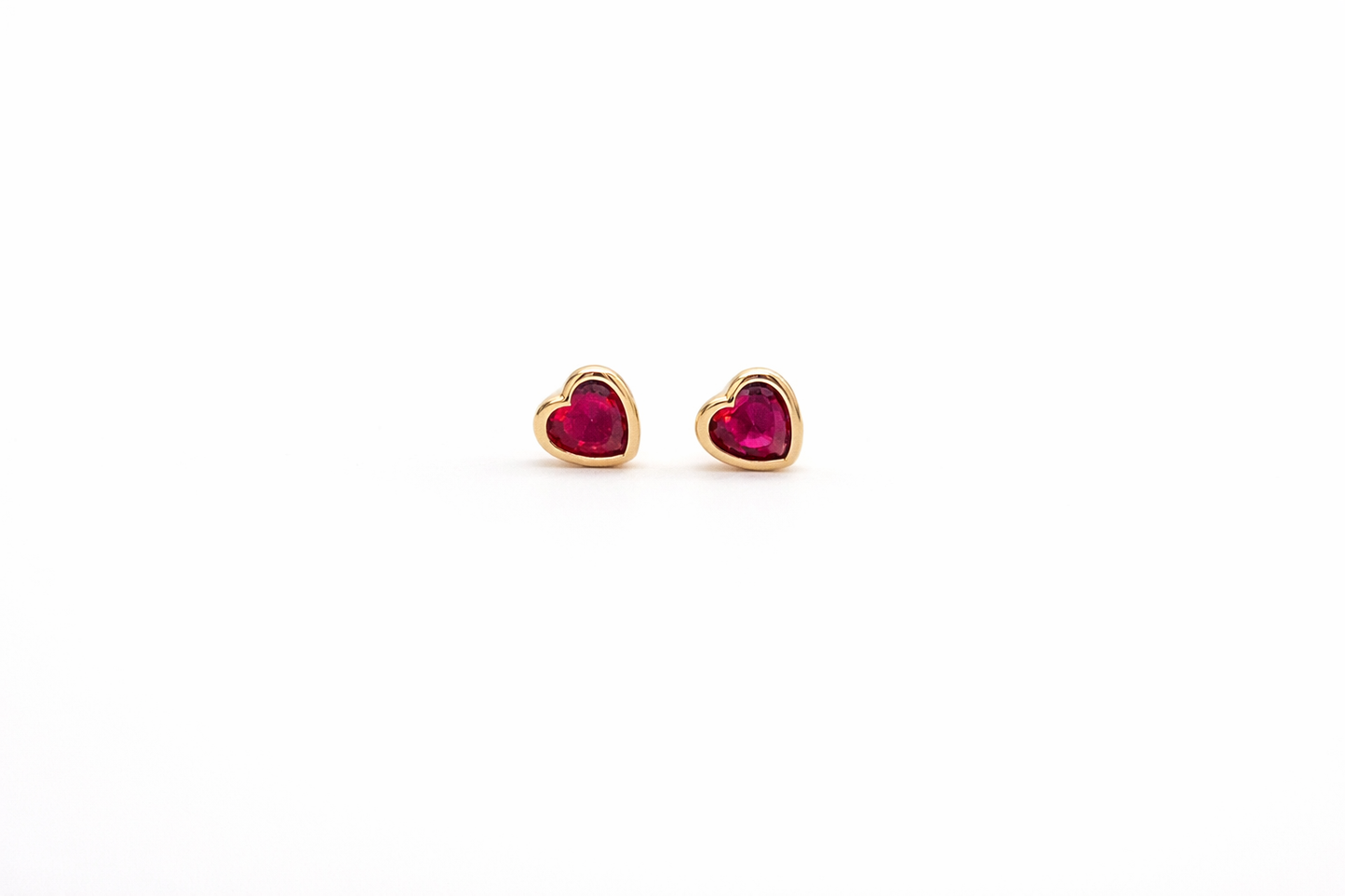 Kids Pink Heart Stone Screw-Back Earrings