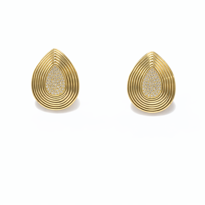Large Tear-Shaped Diamond Center Earrings