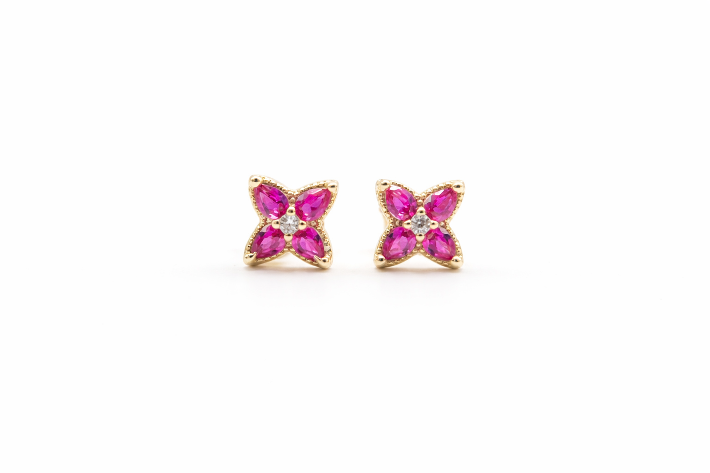 Kids Pink Star Flower Earrings