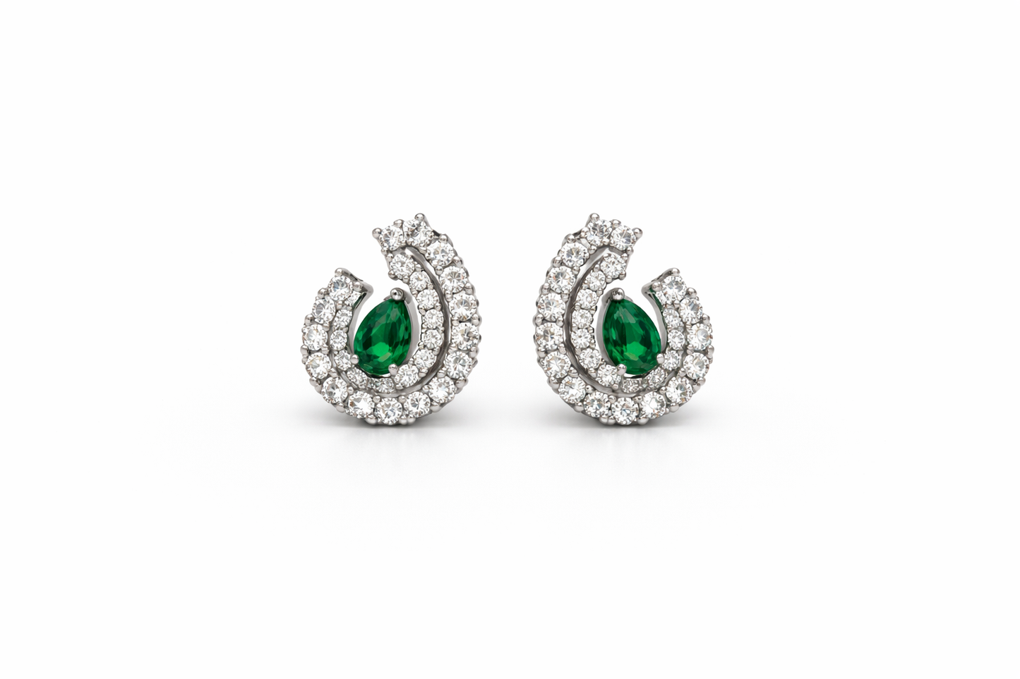 Emerald Tear Diamond Earrings
