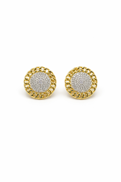 Chained Diamond Halo Earrings