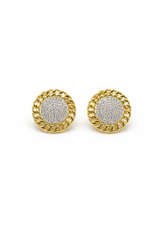 Chained Diamond Halo Earrings