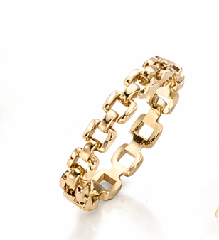 Gold Square Link Ring