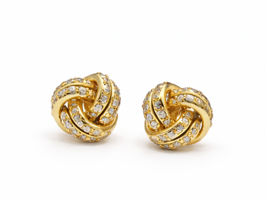 Gold Diamond Knot Earrings