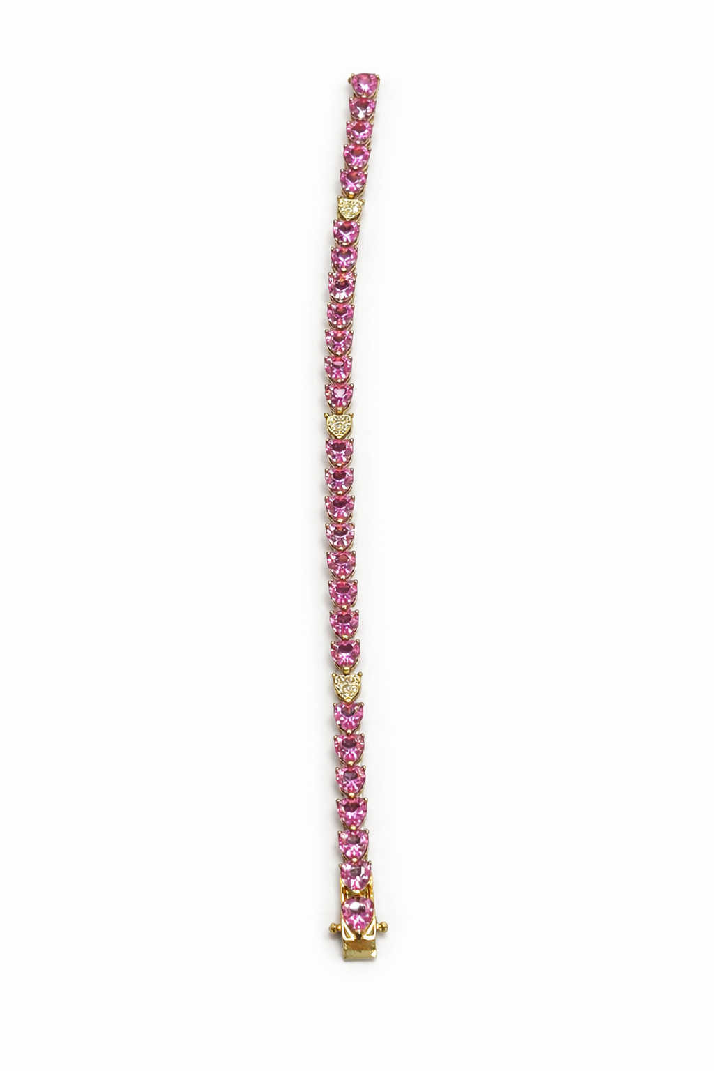 Elegant Pink Heart Tennis Bracelet