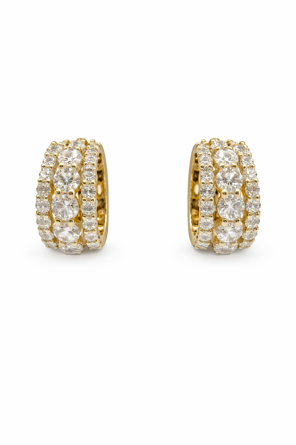 Mini Triple Diamond Hoop Earrings