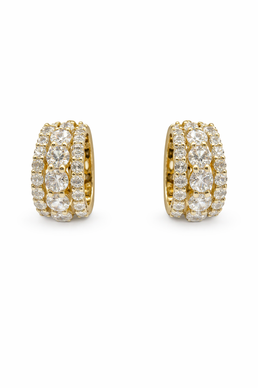 Mini Triple Diamond Hoop Earrings