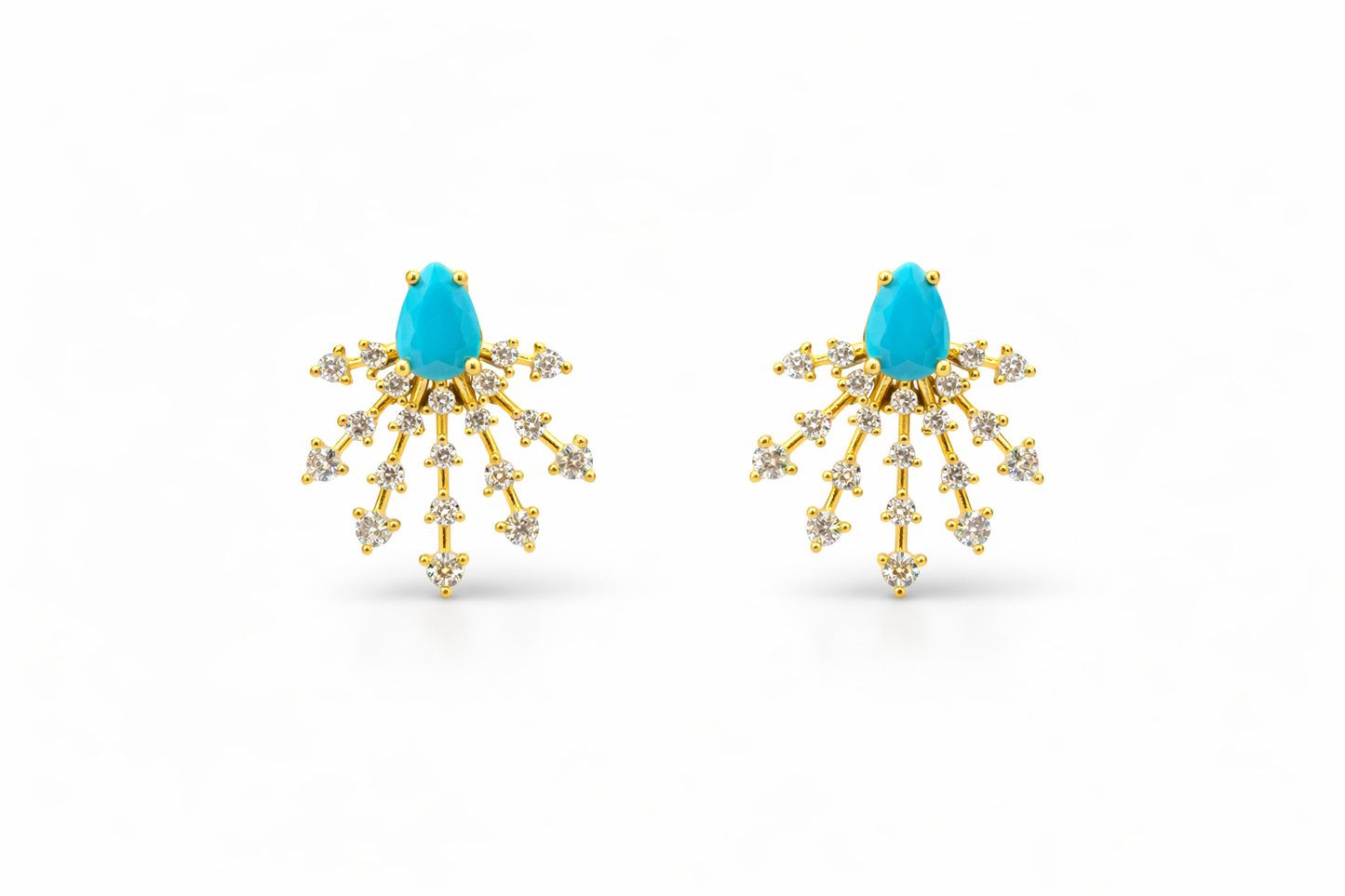 Turquoise & Diamond Stud Earrings