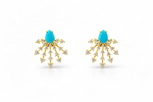 Turquoise & Diamond Stud Earrings
