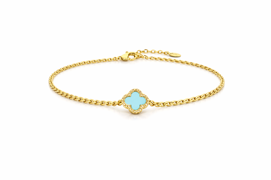 Turquoise flower Link Bracelet