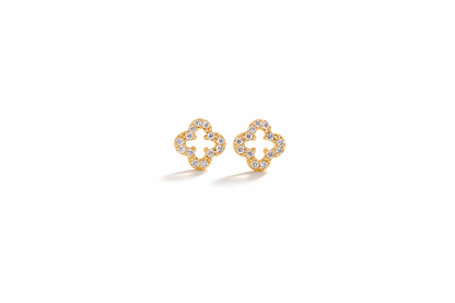 Hollow Clover Diamond Kids Earrings