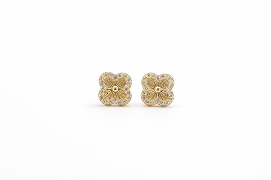 Kids Gold Clover Studs