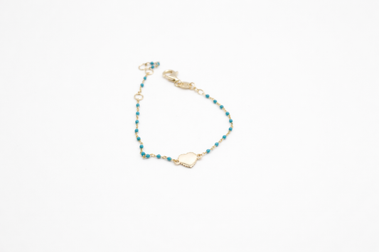 kids Bead Gold Heart Charm Bracelet