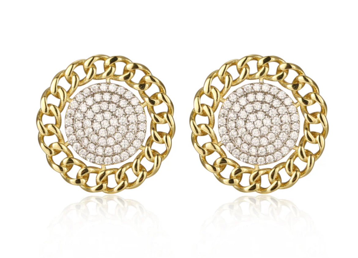Chained Diamond Halo Earrings
