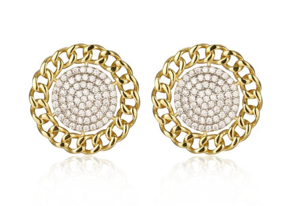 Chained Diamond Halo Earrings