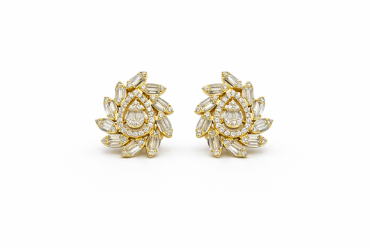 Rectangle Diamond Cluster Earrings