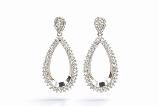 Silver Tear Drop Hanging Earrings