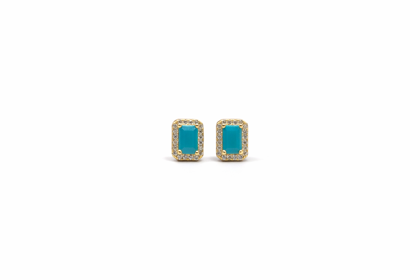 Rectangle Turquoise Stud Earrings