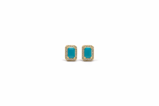 Rectangle Turquoise Stud Earrings