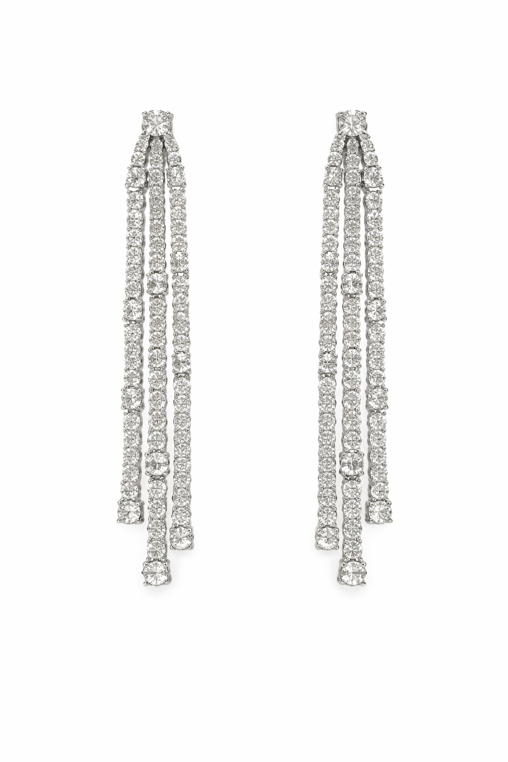 Triple Row Tennis Drop Earrings