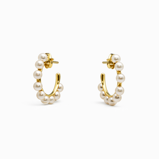 Lustrous Pearl Hoop Earrings